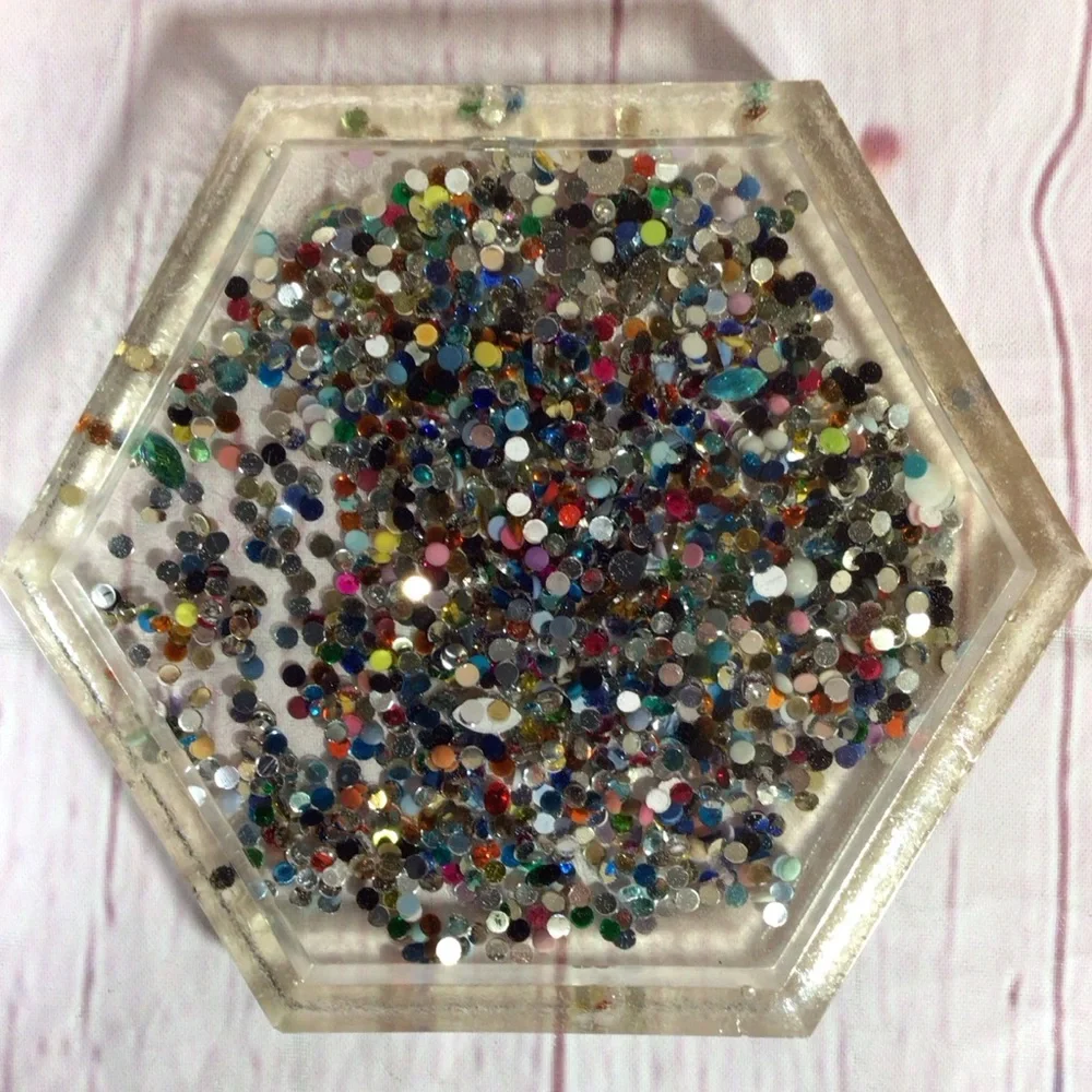 Hand Crafted Multicolor Confetti and Peace Signs Coasters - Set of 3